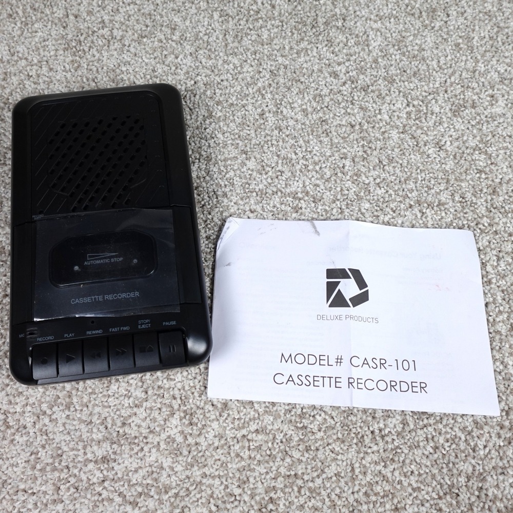 Deluxe Products DP-CASR-101 Portable Cassette Recorder Player Black Analog Tape